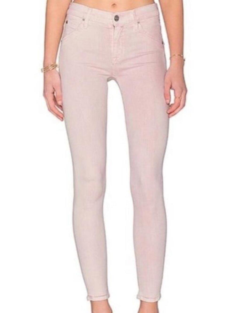 Hudson Lilly Midrise Skinny Jeans Light Pink White